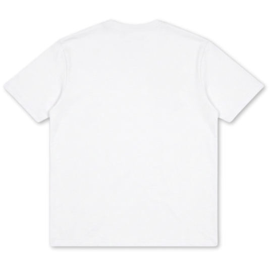 A plain white short-sleeve crewneck t-shirt shown from the back, photographed flat against a white background.